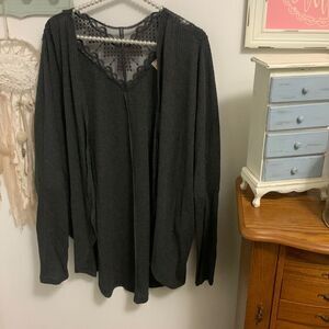 7th ray dark grey waffle knit cardigan xlarge